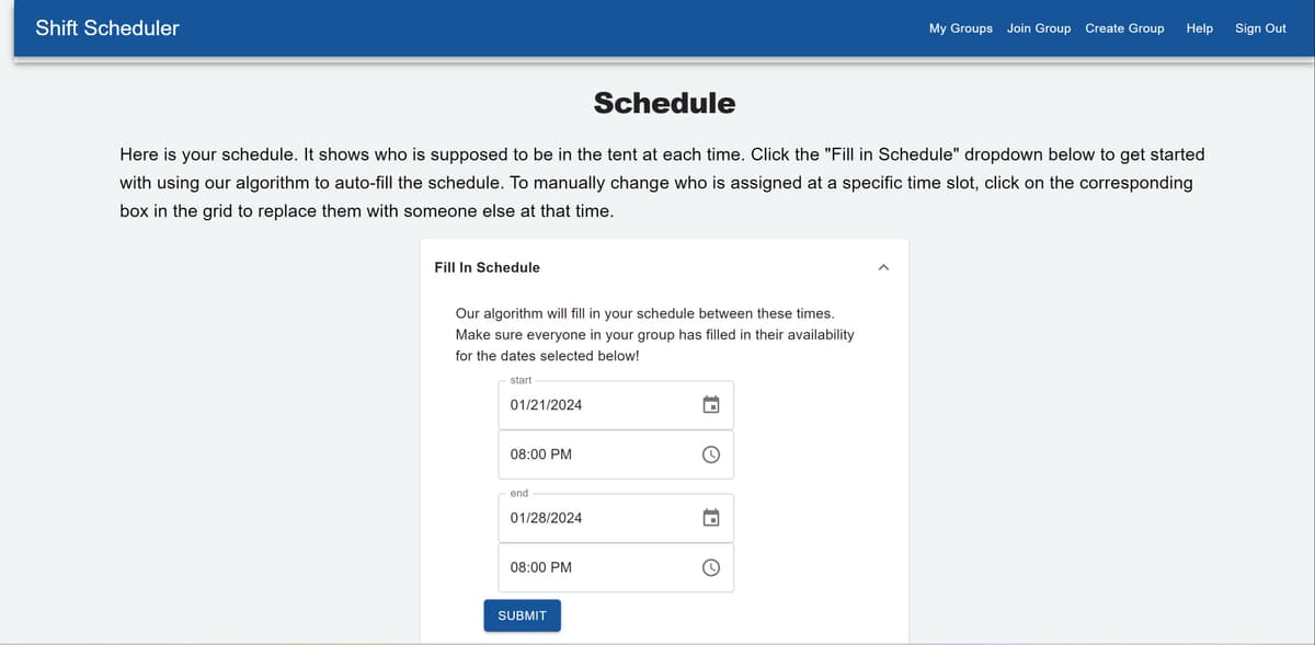 Create Schedule