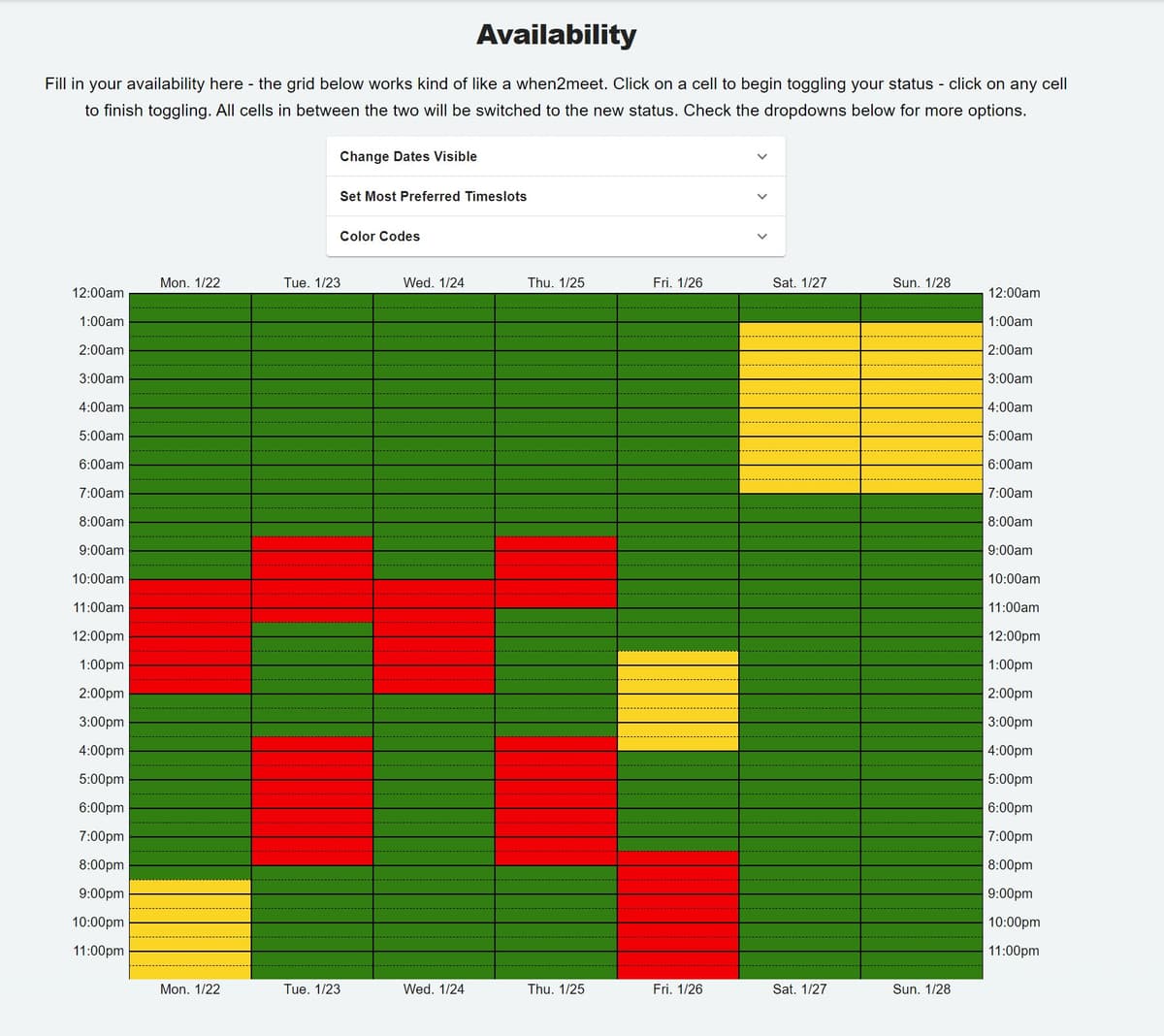 Availability Page